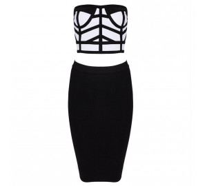 'Lena' two piece black/white bandage dress